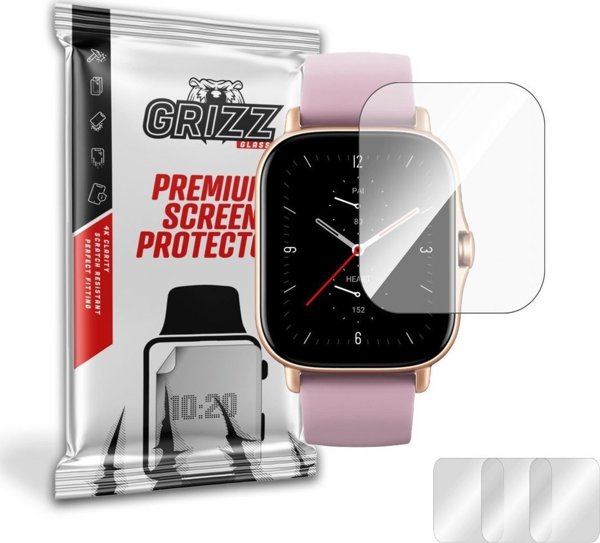 GrizzGlass Προστατευτικό Οθόνης Υδρογέλης για Amazfit GTS 2e, 3 Τεμάχια, Anti-Scratch Hydrofilm
