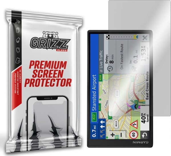 GrizzGlass Υβριδικό Γυαλί για Garmin DriveSmart 65 MT-S, Αντικραδασμική Προστασία Οθόνης, Διάφανο