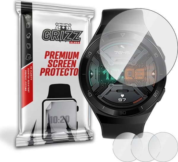 GrizzGlass Προστατευτικό Οθόνης Υδρογέλης για Huawei Watch GT 2e 46mm, 3 Τεμάχια, Διαφανές