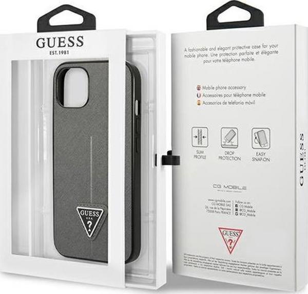Guess Guess GUHCP13MPSATLG iPhone 13 6,1" ασημί/silver σκληρή θήκη SaffianoTriangle Logo