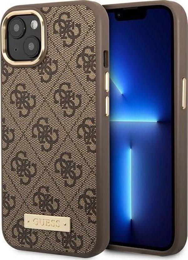 Guess Guess GUHMP14MU4GPRW iPhone 14 Plus 6,7" καφέ σκληρή θήκη 4G Logo Plate MagSafe NoSize