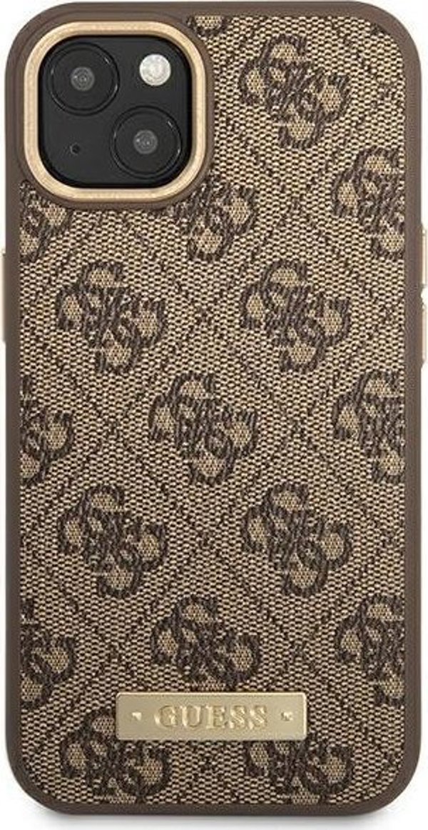 Guess Guess GUHMP14MU4GPRW iPhone 14 Plus 6,7" καφέ σκληρή θήκη 4G Logo Plate MagSafe NoSize