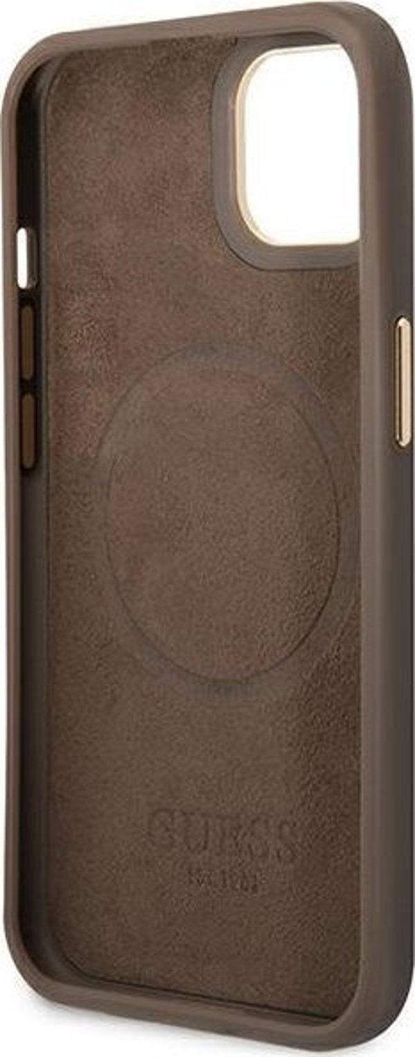 Guess Guess GUHMP14MU4GPRW iPhone 14 Plus 6,7" καφέ σκληρή θήκη 4G Logo Plate MagSafe NoSize