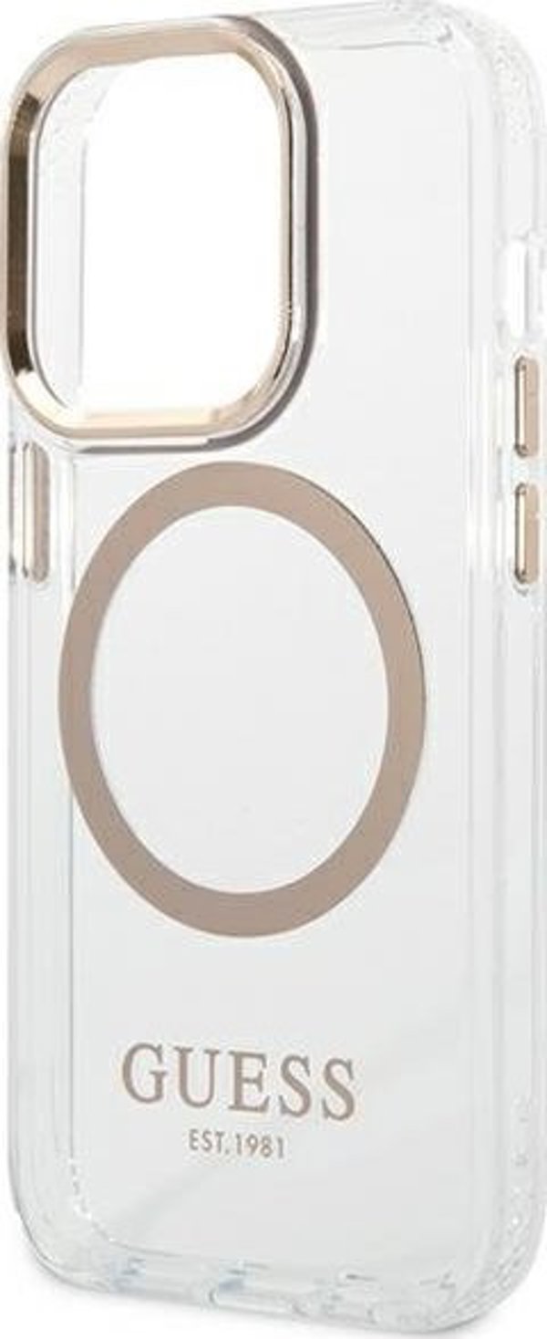 Guess case for iPhone 14 Pro Max 6,7" GUHMP14XHTRMD gold HC Magsafe Metal Outline 3666339069735