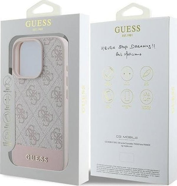 Guess Guess GUHCP16XG4GLPI iPhone 16 Pro Max 6.9" ροζ/hardcase 4G Bottom Stripe