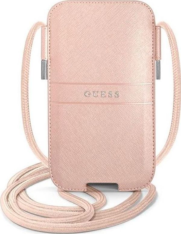 Guess Saffiano Stripe Τσάντα για Smartphone 6,7" - Ροζ