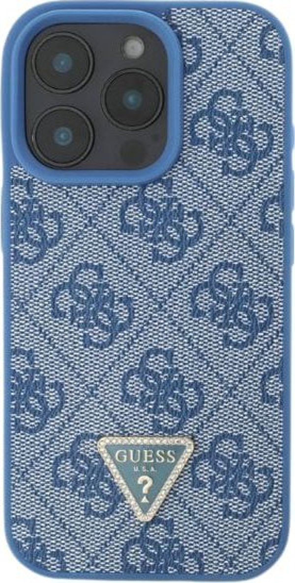 Guess Guess GUHCP16SP4TDPB iPhone 16 6.1" niebieski/blue hardcase Leather 4G Triangle Strass MagSafe