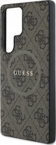 Θήκη Guess Leather 4G Colored Ring Classic Logo MagSafe για Samsung Galaxy S25 Ultra καφέ