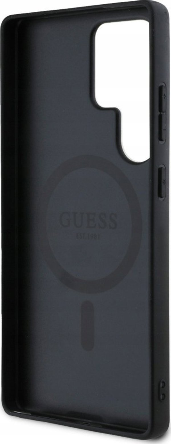 Θήκη Guess Leather 4G Colored Ring Classic Logo MagSafe για Samsung Galaxy S25 Ultra καφέ