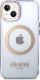 Guess Θήκη Guess GUHMP14SHTCMU Apple iPhone 14 μοβ/μωβ σκληρή θήκη Χρυσό Περίγραμμα Διαφανές MagSafe