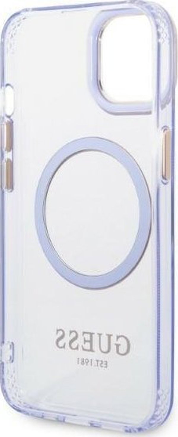 Guess Θήκη Guess GUHMP14SHTCMU Apple iPhone 14 μοβ/μωβ σκληρή θήκη Χρυσό Περίγραμμα Διαφανές MagSafe