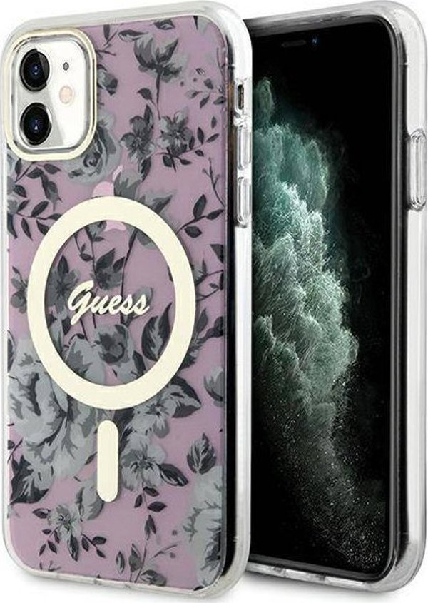 Guess Θήκη Guess GUHMN61HCFWSP Apple iPhone 11/XR ροζ σκληρή θήκη Flower MagSafe