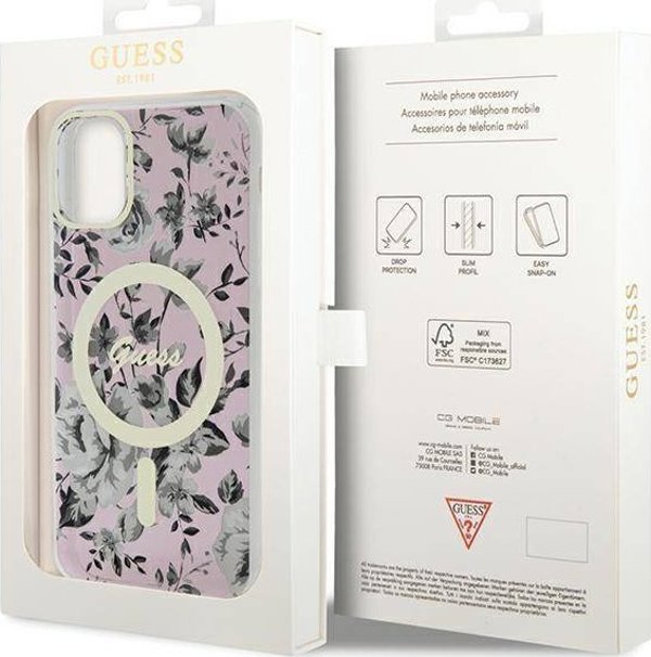 Guess Θήκη Guess GUHMN61HCFWSP Apple iPhone 11/XR ροζ σκληρή θήκη Flower MagSafe