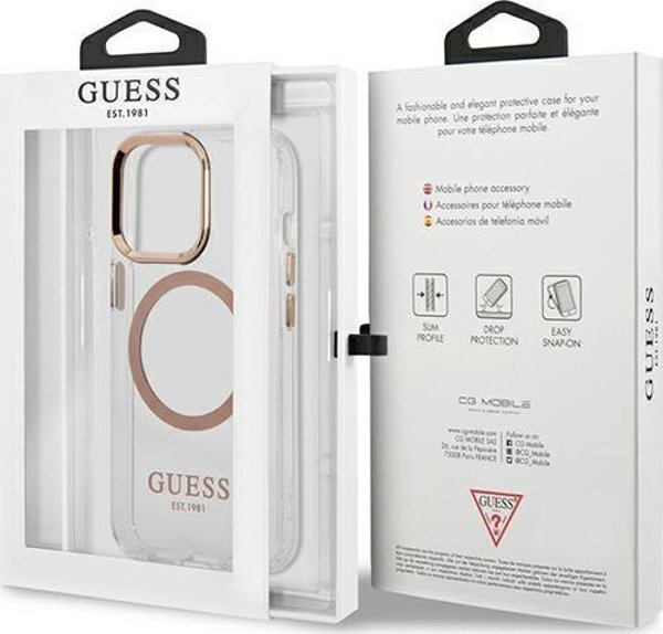 Guess case for iPhone 13 Pro Max 6,7" GUHMP13XHTRMD gold HC Magsafe Metal Outline Gold 3666339057169