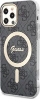 Guess Σετ Guess GUBPP12MH4EACSK Θήκη+ Φορτιστής iPhone 12/12 Pro μαύρη/μαύρη σκληρή θήκη 4G Print MagSafe NoSize