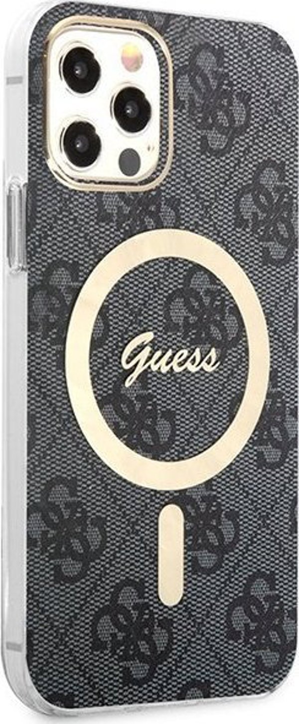 Guess Σετ Guess GUBPP12MH4EACSK Θήκη+ Φορτιστής iPhone 12/12 Pro μαύρη/μαύρη σκληρή θήκη 4G Print MagSafe NoSize