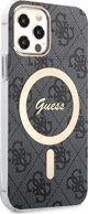 Guess Σετ Guess GUBPP12MH4EACSK Θήκη+ Φορτιστής iPhone 12/12 Pro μαύρη/μαύρη σκληρή θήκη 4G Print MagSafe NoSize