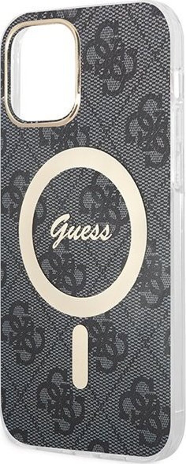Guess Σετ Guess GUBPP12MH4EACSK Θήκη+ Φορτιστής iPhone 12/12 Pro μαύρη/μαύρη σκληρή θήκη 4G Print MagSafe NoSize