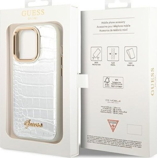 Guess Guess GUHCP14LHGCRHS iPhone 14 Pro 6,1" ασημί/silver σκληρή θήκη Croco Collection NoSize