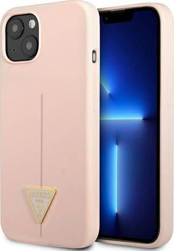 Guess case for iPhone 13 6,1" GUHCP13MSLTGP pink hard case Silicone Triangle Logo 3666339041007