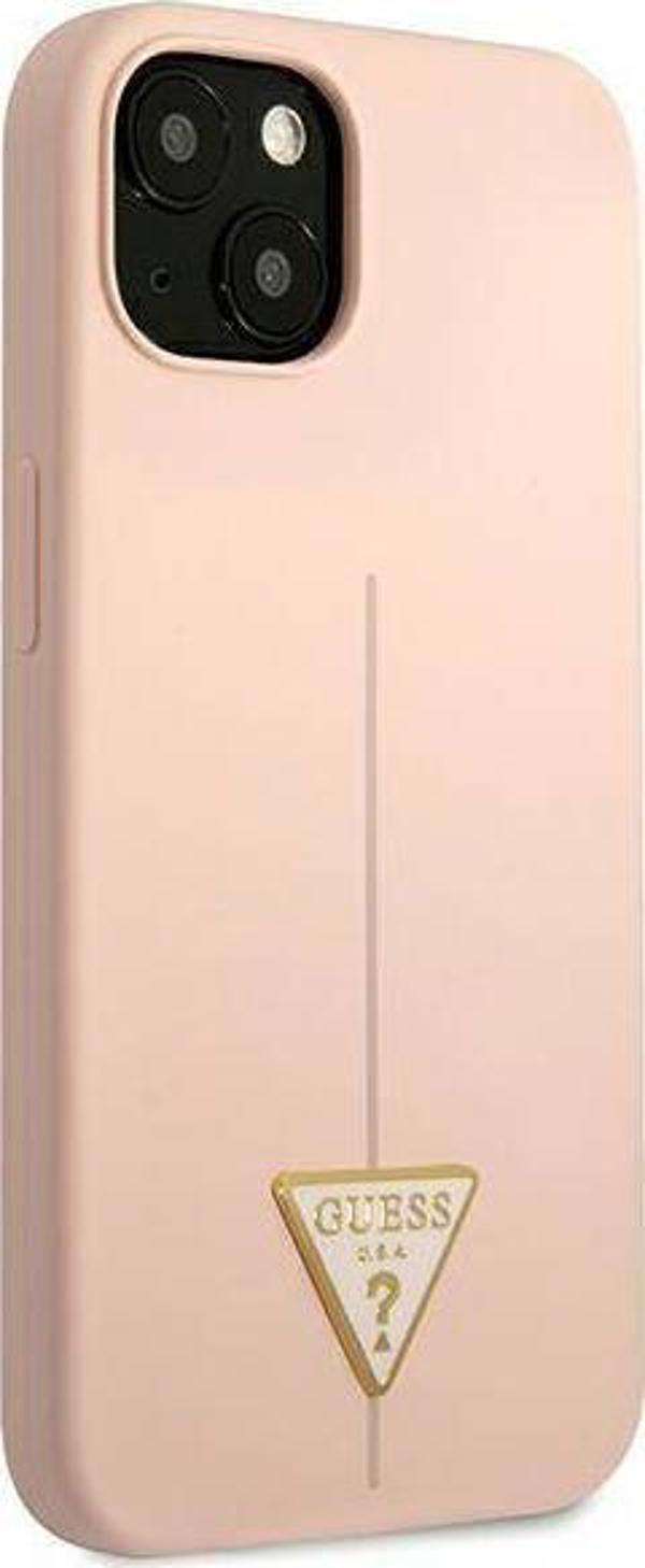 Guess case for iPhone 13 6,1" GUHCP13MSLTGP pink hard case Silicone Triangle Logo 3666339041007