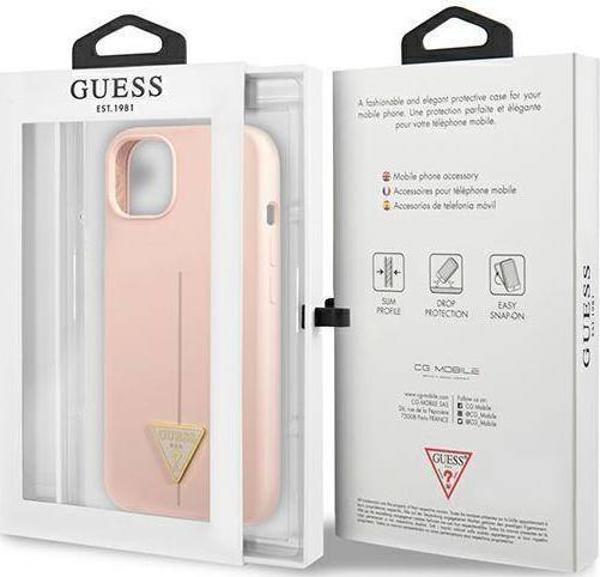 Guess case for iPhone 13 6,1" GUHCP13MSLTGP pink hard case Silicone Triangle Logo 3666339041007