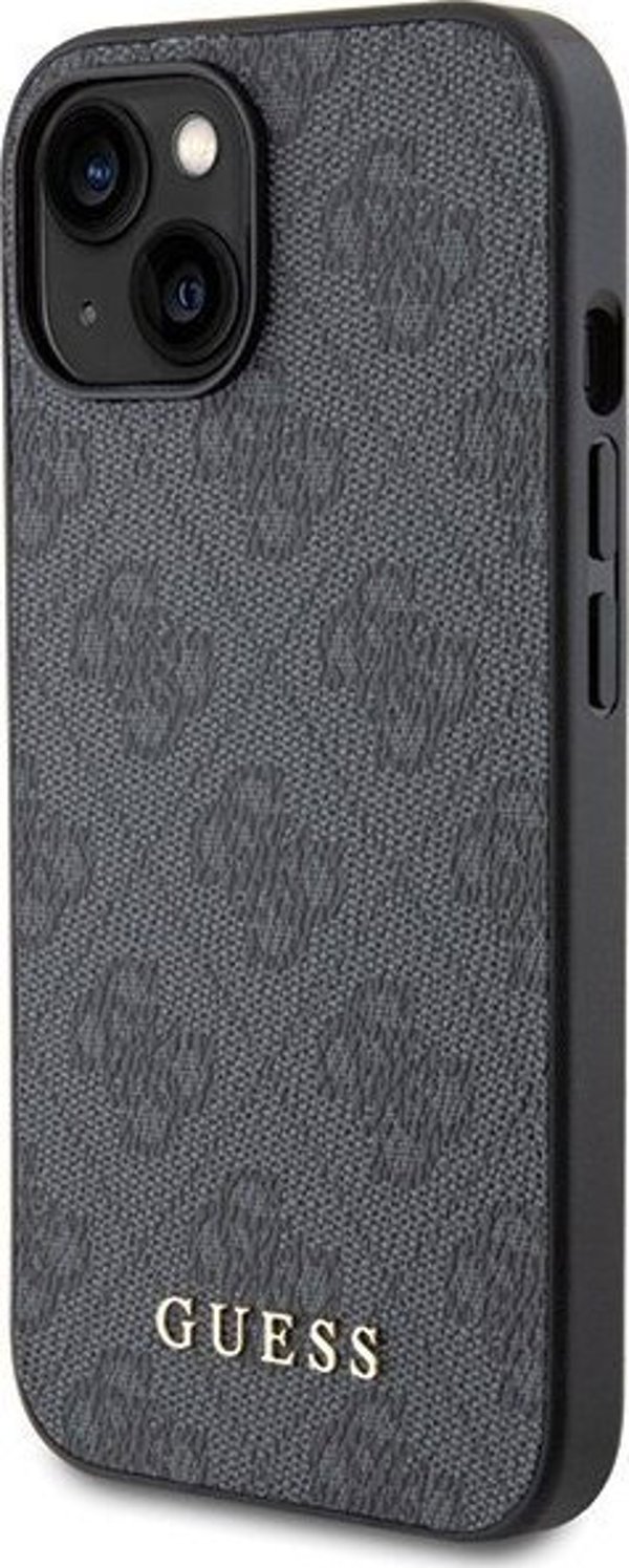 Guess Guess GUHCP15SG4GFGR iPhone 15 6.1" szary/grey hard case 4G Metal Gold Logo