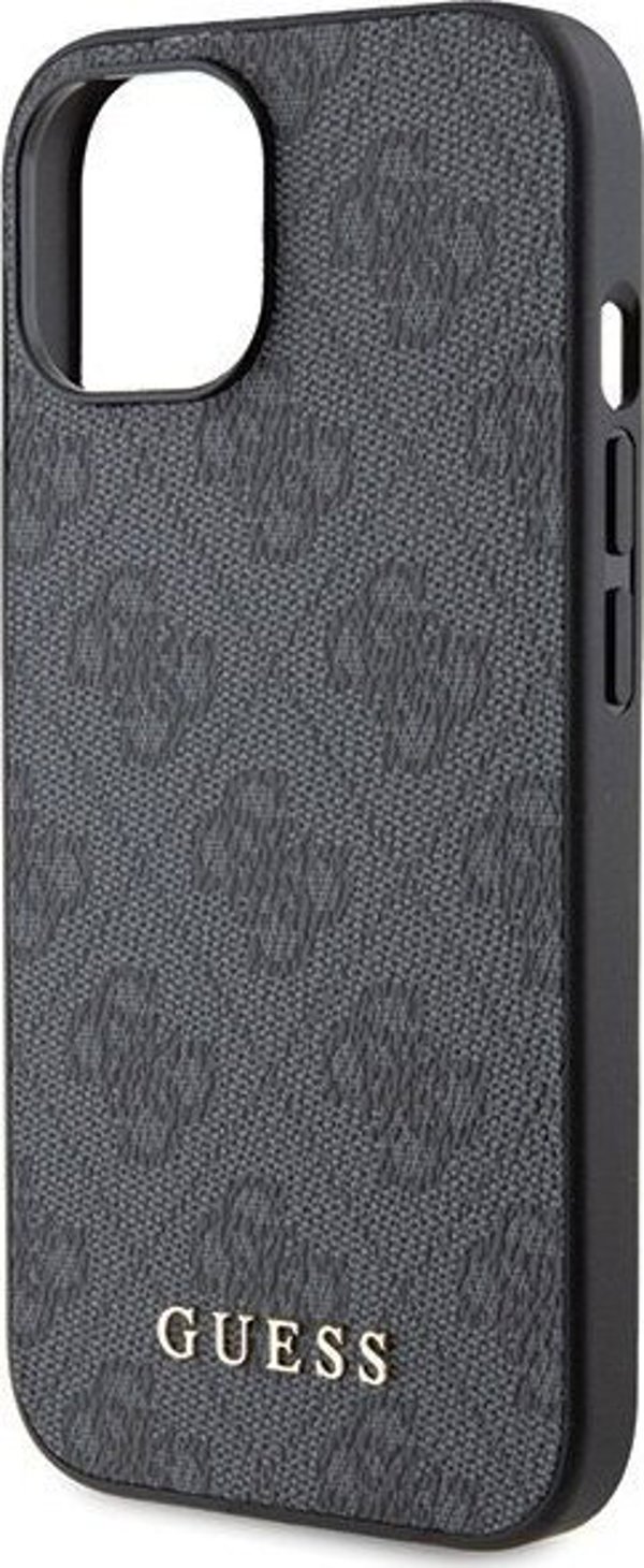 Guess Guess GUHCP15SG4GFGR iPhone 15 6.1" szary/grey hard case 4G Metal Gold Logo