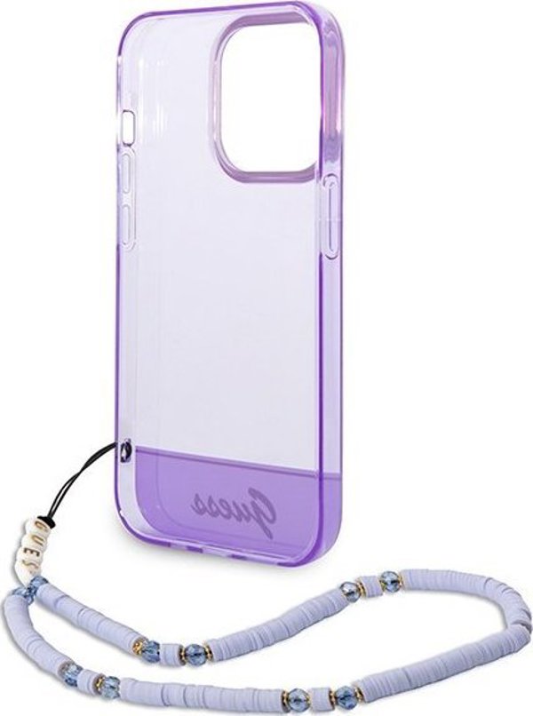 Θήκη Guess GUHCP14XHGCOHU Apple iPhone 14 Pro Max μωβ σκληρή θήκη Διαφανής Μαργαριταρένιος Ιμάντας