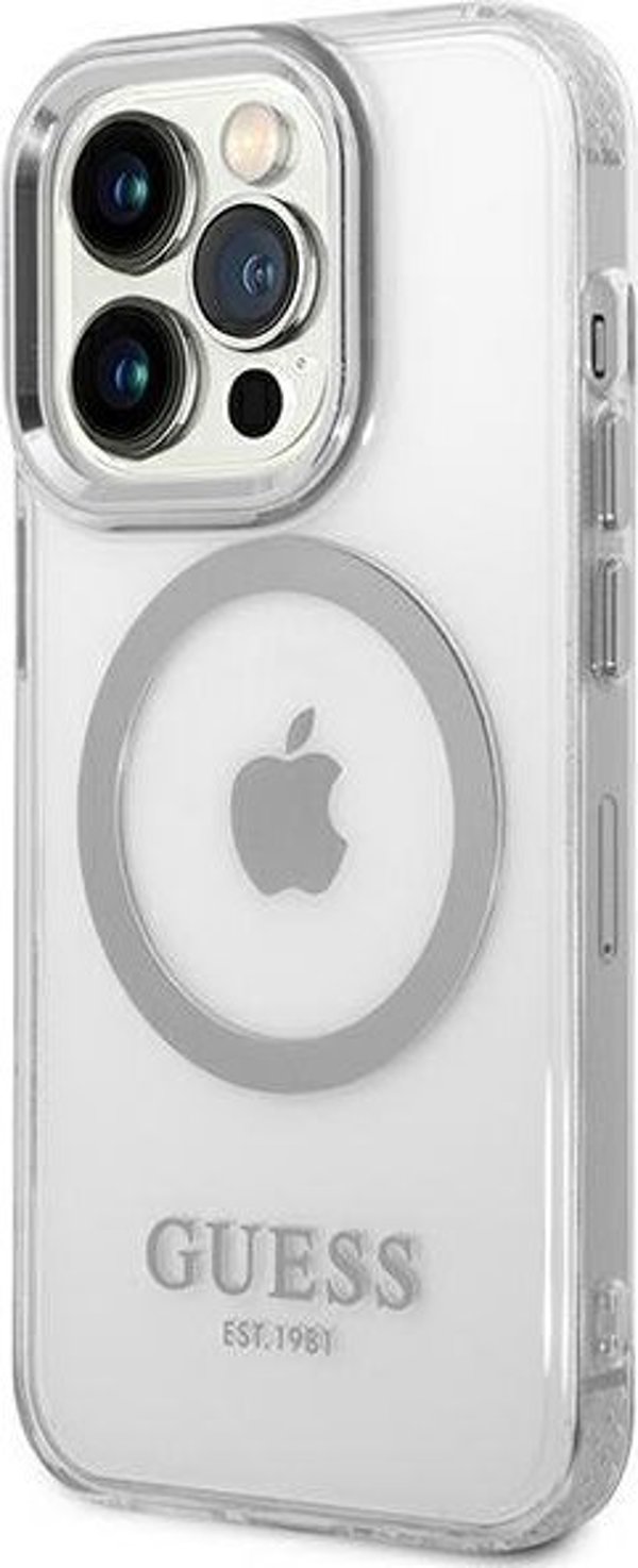 Guess Guess GUHMP14LHTRMS iPhone 14 Pro 6,1" ασημί/silver σκληρή θήκη Metal Outline Magsafe NoSize