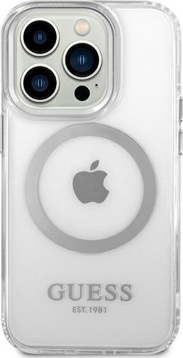 Guess Guess GUHMP14LHTRMS iPhone 14 Pro 6,1" ασημί/silver σκληρή θήκη Metal Outline Magsafe NoSize