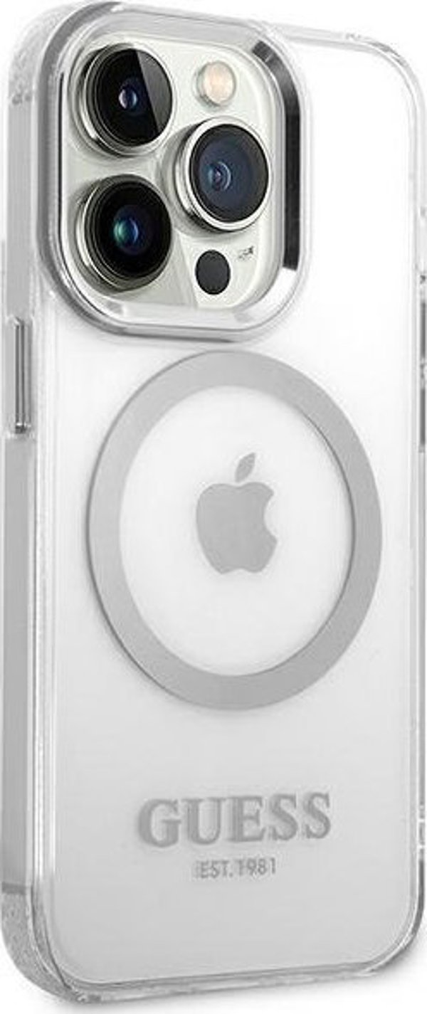 Guess Guess GUHMP14LHTRMS iPhone 14 Pro 6,1" ασημί/silver σκληρή θήκη Metal Outline Magsafe NoSize
