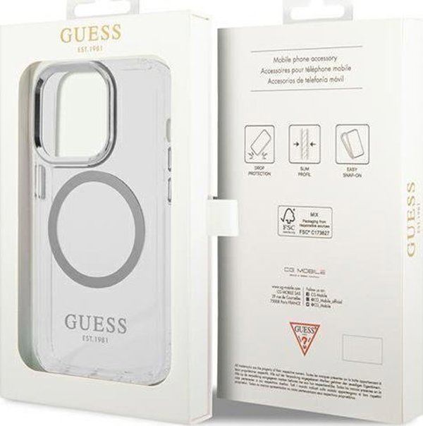 Guess Guess GUHMP14LHTRMS iPhone 14 Pro 6,1" ασημί/silver σκληρή θήκη Metal Outline Magsafe NoSize