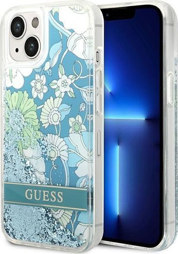 Guess Θήκη Guess GUHCP14MLFLSN Apple iPhone 14 Plus πράσινο σκληρή θήκη Flower Liquid Glitter