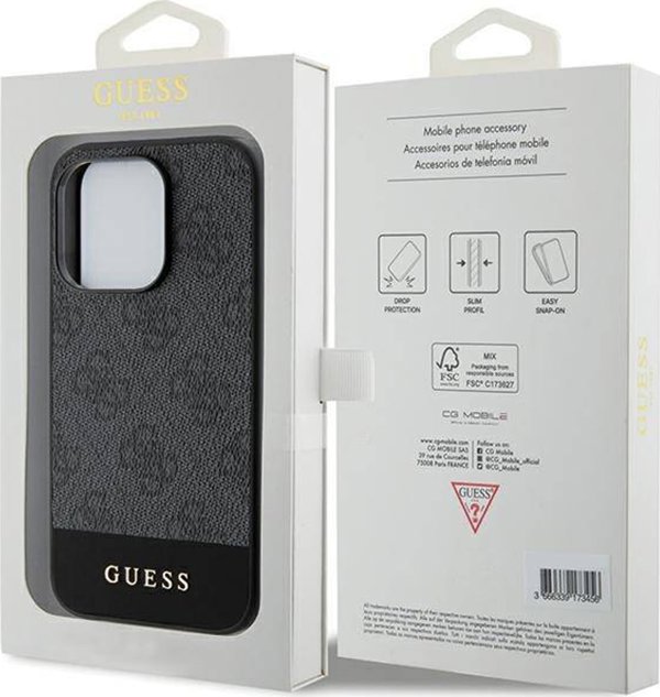 Guess Guess 4G Bottom Stripe Metal Logo Collection - Θήκη iPhone 15 Pro (γκρι)