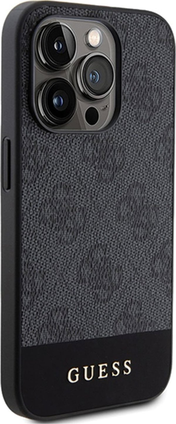 Guess Guess 4G Bottom Stripe Metal Logo Collection - Θήκη iPhone 15 Pro (γκρι)