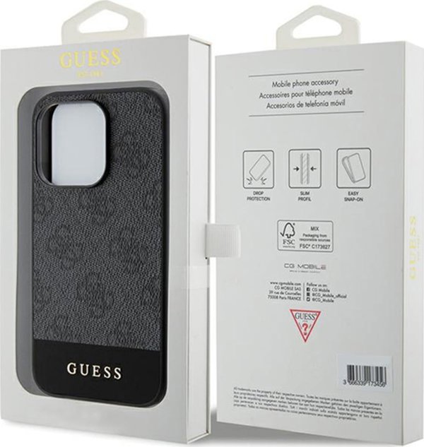 Guess Guess 4G Bottom Stripe Metal Logo Collection - Θήκη iPhone 15 Pro (γκρι)