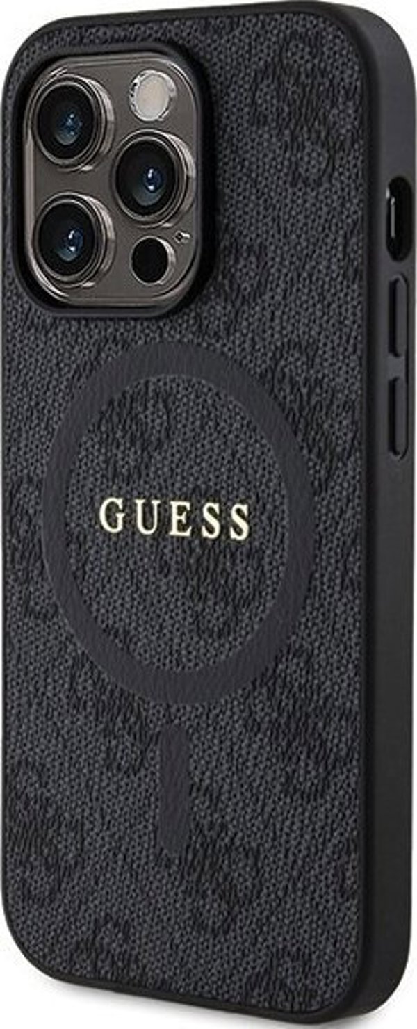 Guess Guess GUHMP15LG4GFRK iPhone 15 Pro 6.1" czarny/black hardcase 4G Collection Leather Metal Logo MagSafe