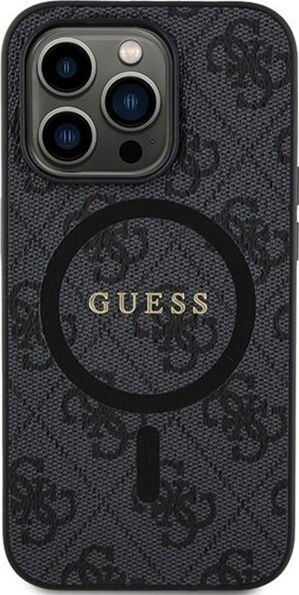 Guess Guess GUHMP15LG4GFRK iPhone 15 Pro 6.1" czarny/black hardcase 4G Collection Leather Metal Logo MagSafe