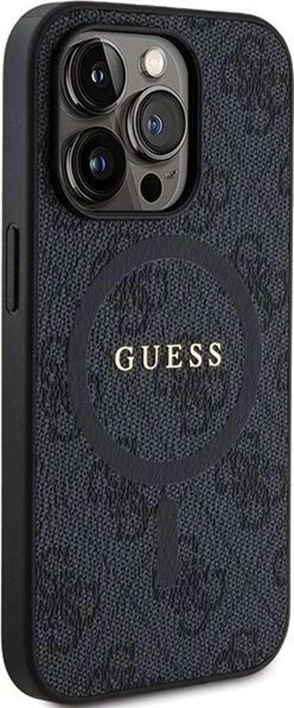 Guess Guess GUHMP15LG4GFRK iPhone 15 Pro 6.1" czarny/black hardcase 4G Collection Leather Metal Logo MagSafe