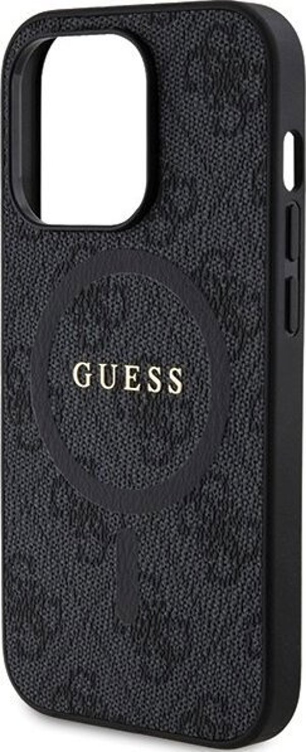 Guess Guess GUHMP15LG4GFRK iPhone 15 Pro 6.1" czarny/black hardcase 4G Collection Leather Metal Logo MagSafe