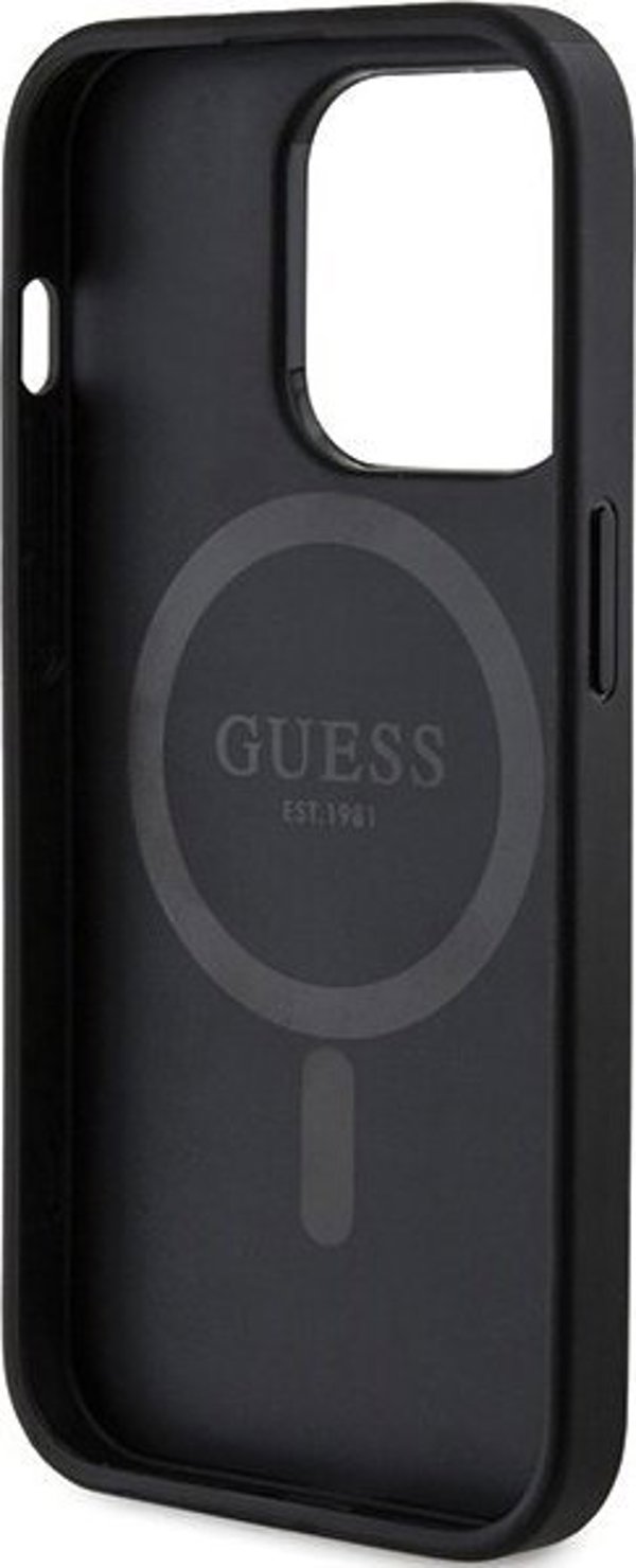Guess Guess GUHMP15LG4GFRK iPhone 15 Pro 6.1" czarny/black hardcase 4G Collection Leather Metal Logo MagSafe