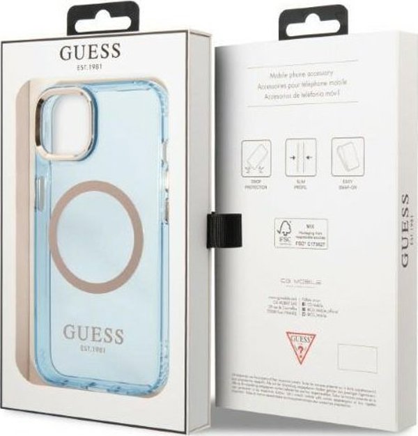 Guess Guess GUHMP13MHTCMB iPhone 13 6,1" μπλε/blue σκληρή θήκη Χρυσό Περίγραμμα Ημιδιαφανές MagSafe NoSize