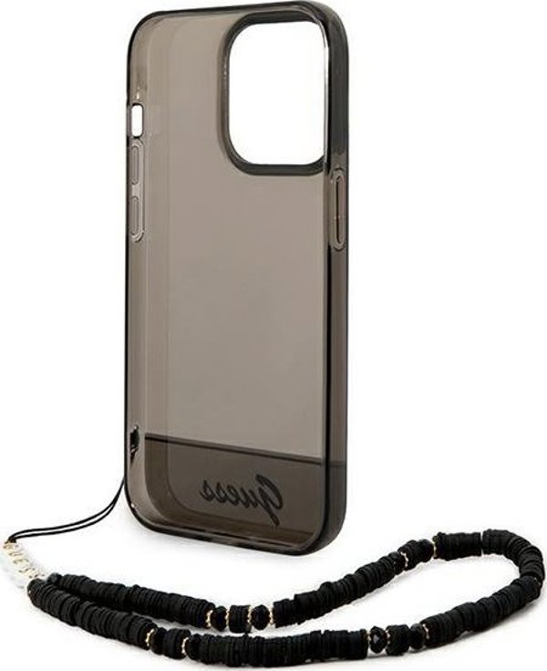 Guess Θήκη Guess GUHCP14XHGCOHK Apple iPhone 14 Pro Max μαύρο/black σκληρή θήκη Διαφανές Λουράκι Μαργαριτάρι