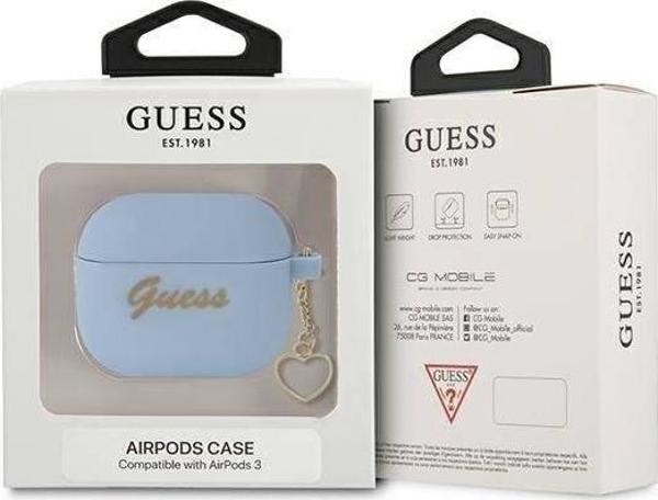 Θήκη προστασίας Guess Silicone Charm Collection για AirPods 3 GUA3LSCHSB μπλε