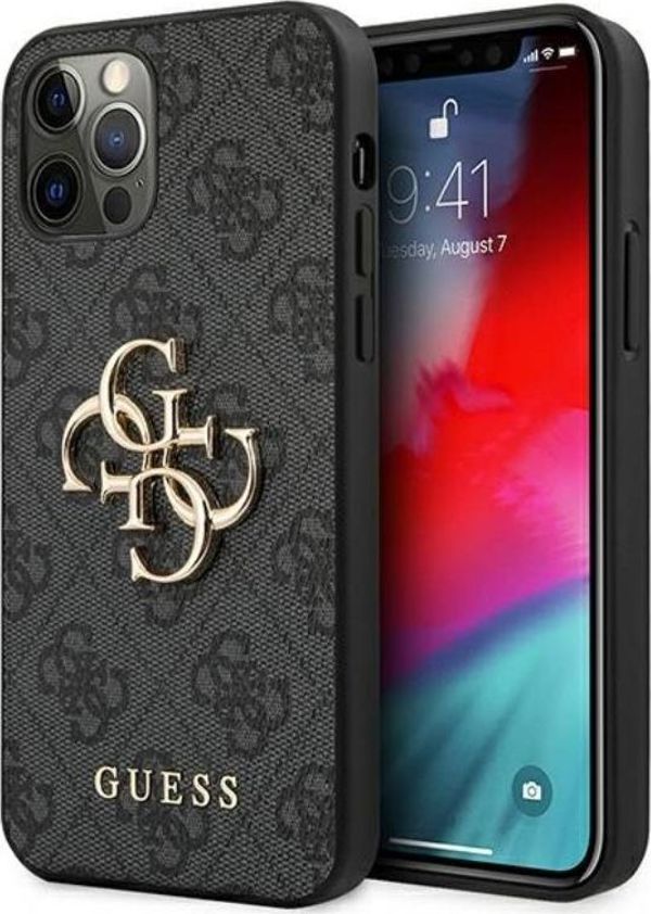 Guess Guess GUHCP12M4GMGGR iPhone 12/12 Pro 6,1" γκρι σκληρή θήκη 4G Μεγάλο Μεταλλικό Λογότυπο