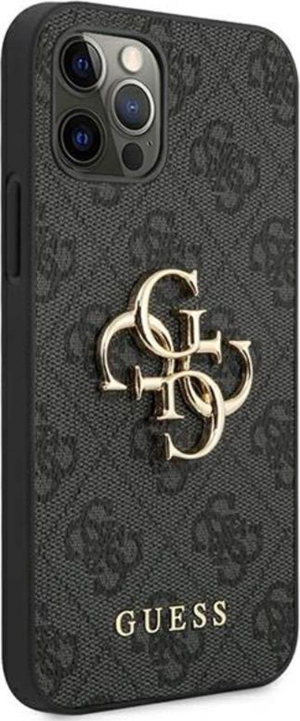 Guess Guess GUHCP12M4GMGGR iPhone 12/12 Pro 6,1" γκρι σκληρή θήκη 4G Μεγάλο Μεταλλικό Λογότυπο