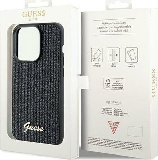 Guess Guess GUHCP13LPMSDGSK iPhone 13 Pro / 13 6.1" μαύρη σκληρή θήκη Disco Metal Script
