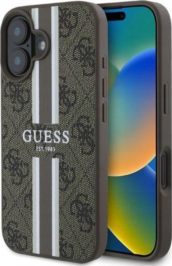 Guess Guess GUHMP16SP4RPSW iPhone 16 6.1" καφέ σκληρή θήκη 4G Printed Stripes MagSafe