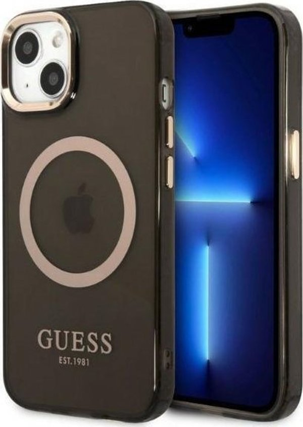Guess Guess GUHMP13MHTCMK iPhone 13 6,1" μαύρη/black σκληρή θήκη Χρυσό Περίγραμμα Ημιδιαφανές MagSafe NoSize